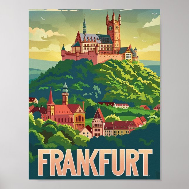 Frankfurt Germany Famous Vintage Travel Place Poster (Front)