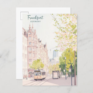 Frankfurt Germany Gouache Art Illustration Travel Postcard