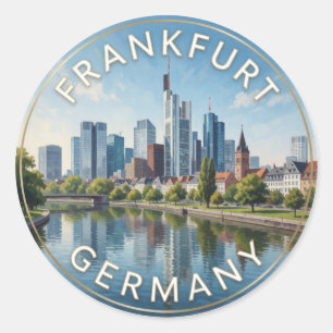 Frankfurt Germany Main River Skyline Classic Round Sticker