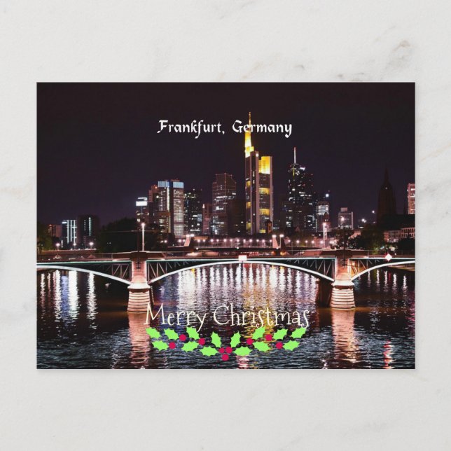 Frankfurt, Germany, Merry Christmas Holiday Postcard (Front)