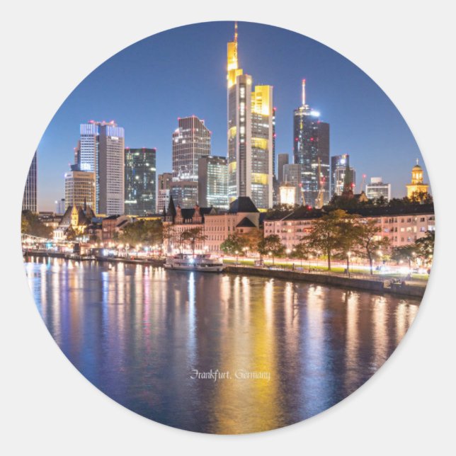 Frankfurt, Germany skyline, Classic Round Sticker (Front)