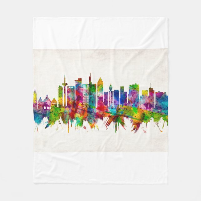 Frankfurt Germany Skyline Fleece Blanket (Front)