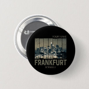 Frankfurt Germany Skyline Retro Vintage Souvenir 6 Cm Round Badge