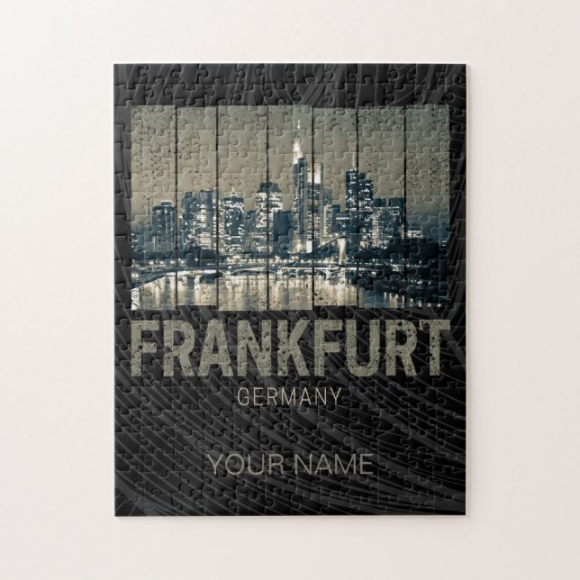 Frankfurt Germany Skyline Retro Vintage Souvenir Jigsaw Puzzle (Vertical)