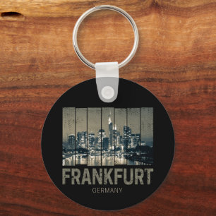 Frankfurt Germany Skyline Retro Vintage Souvenir Key Ring