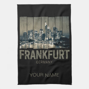 Frankfurt Germany Skyline Retro Vintage Souvenir Tea Towel