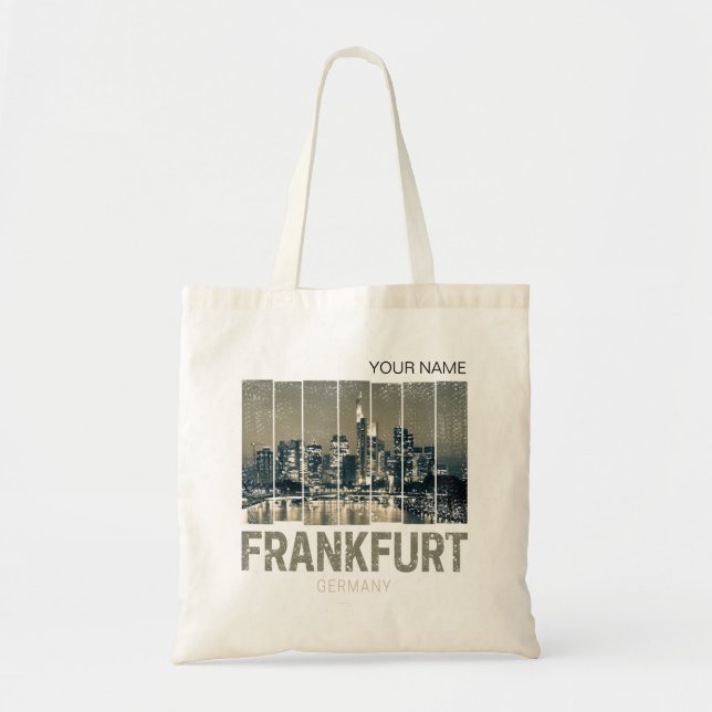 Frankfurt Germany Skyline Retro Vintage Souvenir Tote Bag (Front)