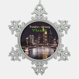 Frankfurt, Germany Snowflake Pewter Christmas Ornament