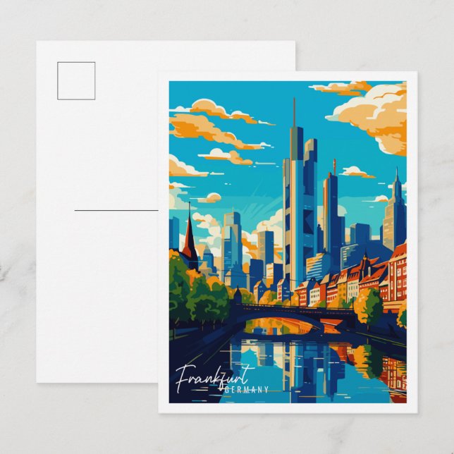 Frankfurt Germany vintage travel illustration Postcard (Front/Back)