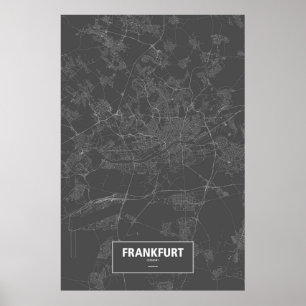 Frankfurt, Germany (white on black) Poster