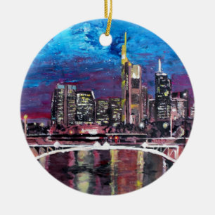 Frankfurt Main Germany - Mainhattan Skyline Ceramic Tree Decoration