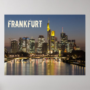 Frankfurt Skyline Germany Vintage Souvenir gift Lu Poster