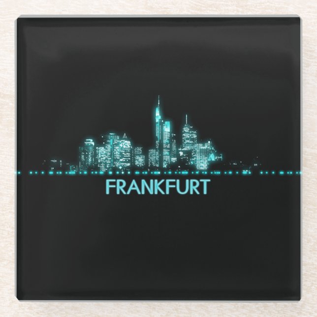 Frankfurt Skyline Glass Coaster (Front)