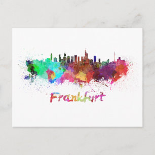 Frankfurt skyline in watercolor postcard