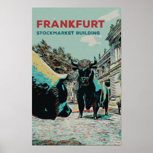 Frankfurt Stock Exchange Iconic Sculptures Poster