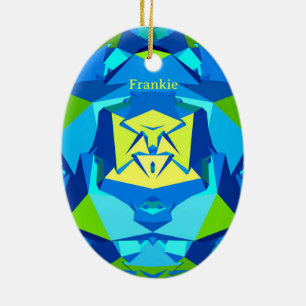 FRANKIE~ EASTER EGG~POLYHEDRON Blue Green Yellow ~ Ceramic Tree Decoration