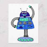 Frankie Robot: Blue on white