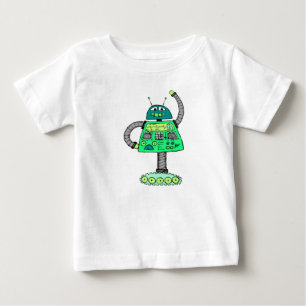 Frankie robot, green on white baby T-Shirt