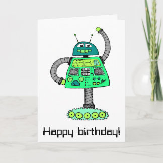 Frankie robot, green on white card
