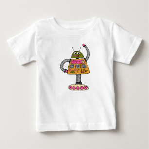 Frankie robot, orange on white baby T-Shirt