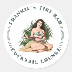 Frankie's Tiki Bar Hula Girl Classic Round Sticker