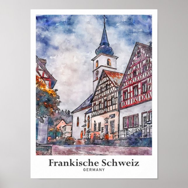 Frankische Schweiz Germany Travel Watercolor Poster (Front)