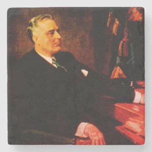 Franklin D. Roosevelt, FRD Great Depression Leader Stone Coaster