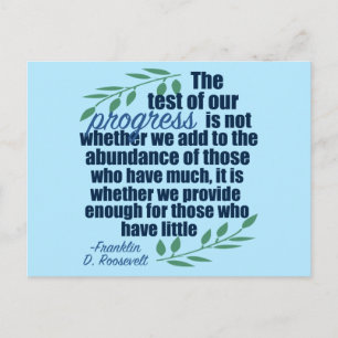 Franklin D. Roosevelt Inspirational Progress Quote Postcard