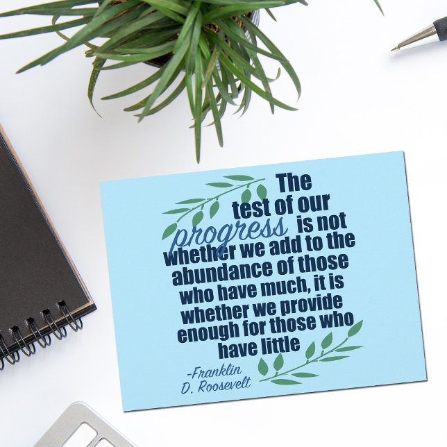 Franklin D. Roosevelt Inspirational Progress Quote Postcard (Creator Uploaded)