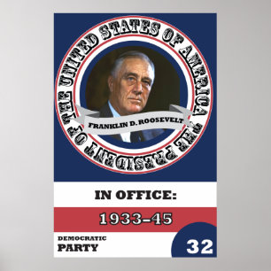 Franklin D. Roosevelt Presidential History Retro Poster