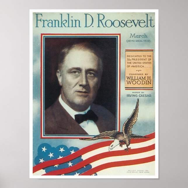 Franklin D. Roosevelt Vintage Songbook Cover Poster (Front)