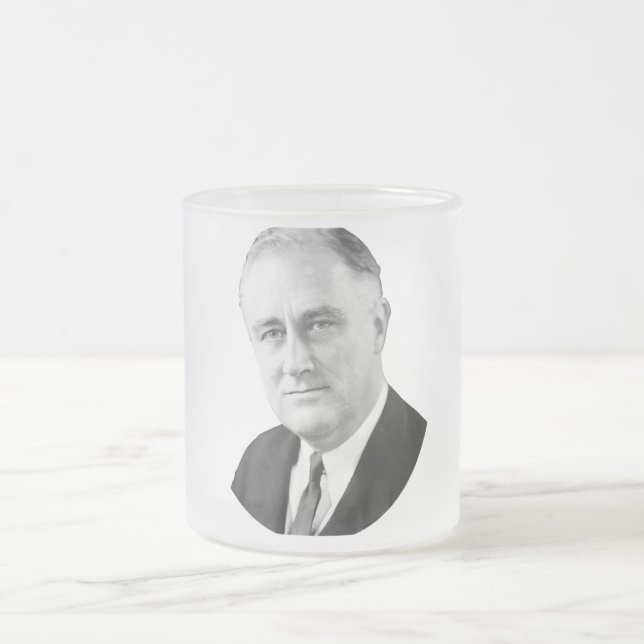 Franklin Delano Roosevelt Frosted Glass Coffee Mug (Center)