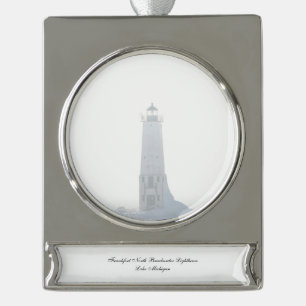 Franklin North Breakwater Lighthouse Silver Plated Banner Ornament