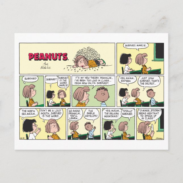 Franklin, Peppermint Patty & Marcie | Math Class Postcard (Front)