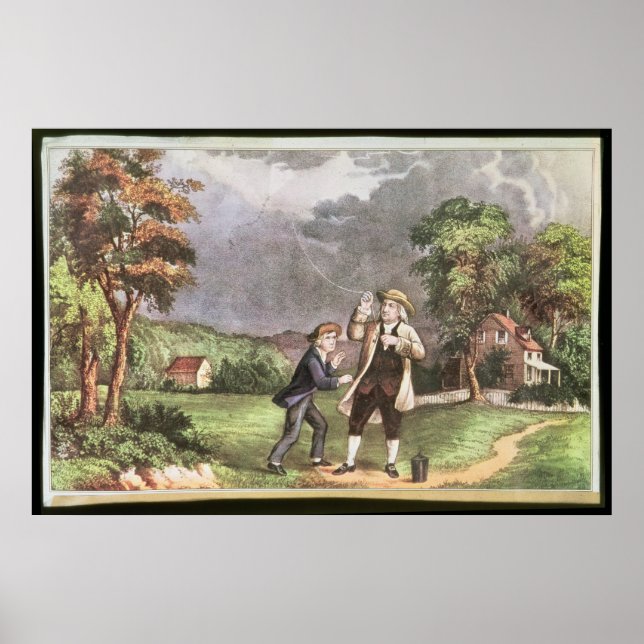 Franklin's experiment in electricity poster (Front)