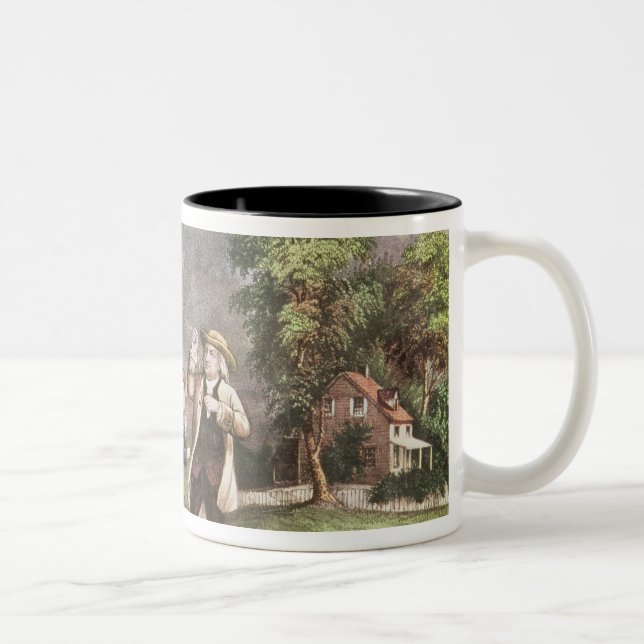 Franklin's experiment in electricity Two-Tone coffee mug (Right)