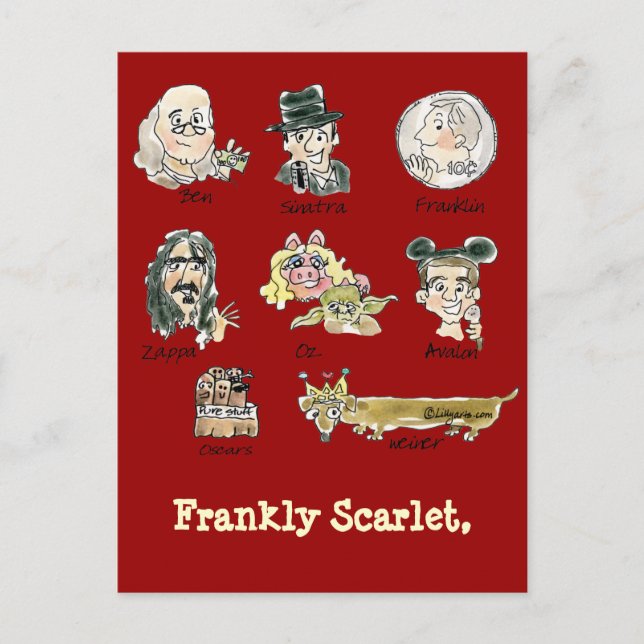 Frankly Scarlet Cartoon Funny Postcards (Front)