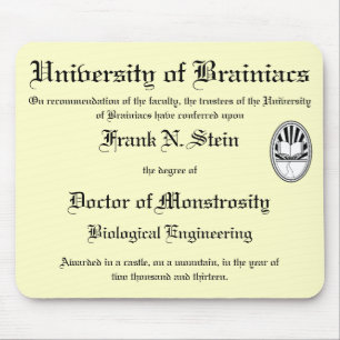 Franknstein diploma mousepad