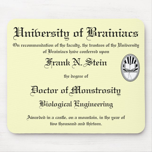 Franknstein diploma mousepad (Front)