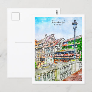 Frankreich France Travel Place Watercolor Postcard