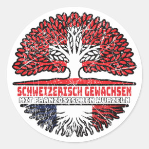 Frankreich Französisch Schweizer Schweiz Baum Classic Round Sticker