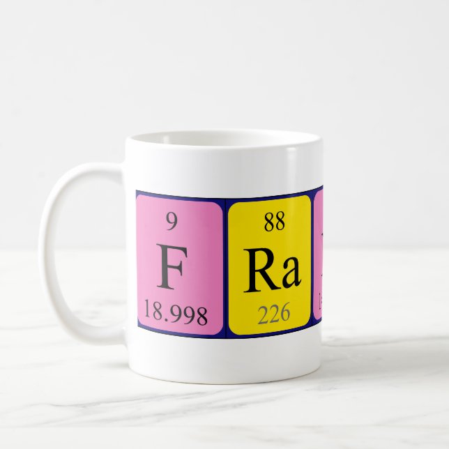 Franky periodic table name mug (Left)