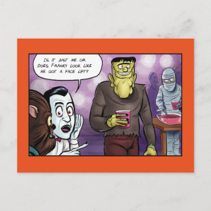 Franky's Face Lift Halloween Postcard