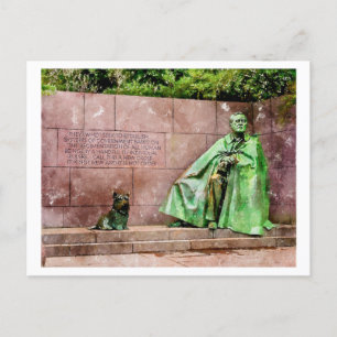Franlink D. Roosevelt Statue Watercolor Postcard