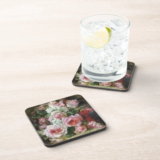 Frans Verhas Vintage Bouquet of Roses      Coaster (Right Side)
