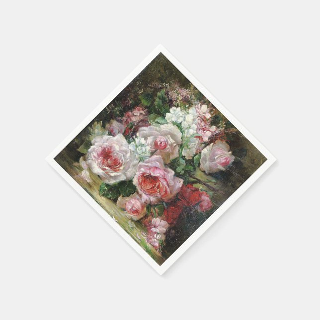 Frans Verhas Vintage Bouquet of Roses     Napkin (Corner)
