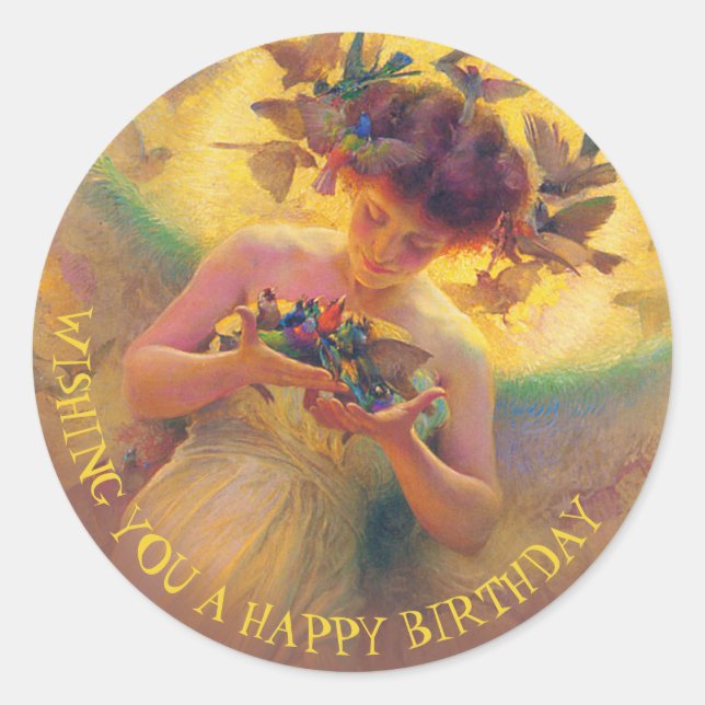 Franz Dvorak Angel of the birds CC0030 Birthday Classic Round Sticker (Front)