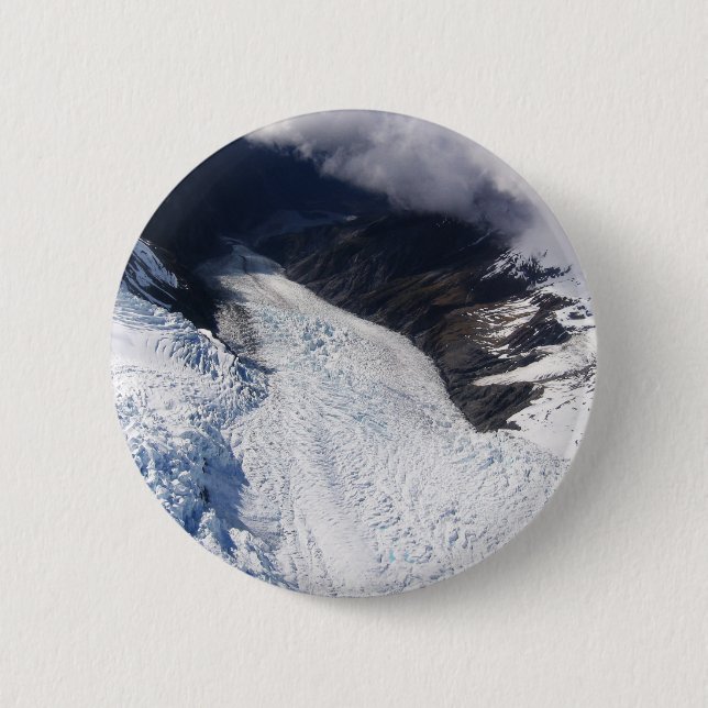 Franz Josef Glacier Aerial View, New Zealand 6 Cm Round Badge (Front)