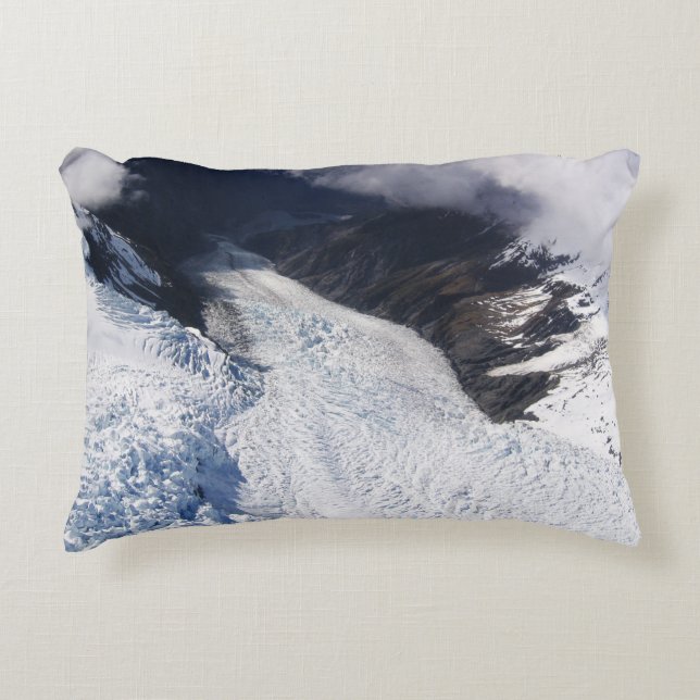 Franz Josef Glacier Aerial View, New Zealand Decorative Cushion (Front)