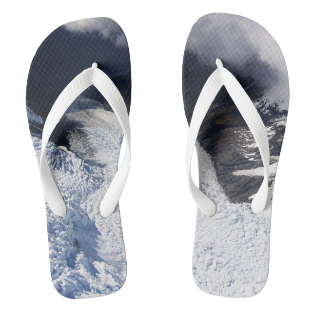 Franz Josef Glacier Aerial View, New Zealand Flip Flops (Footbed)